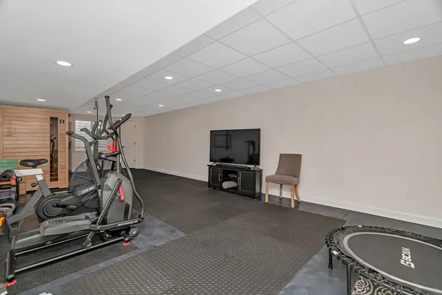a view of a room with gym equipment