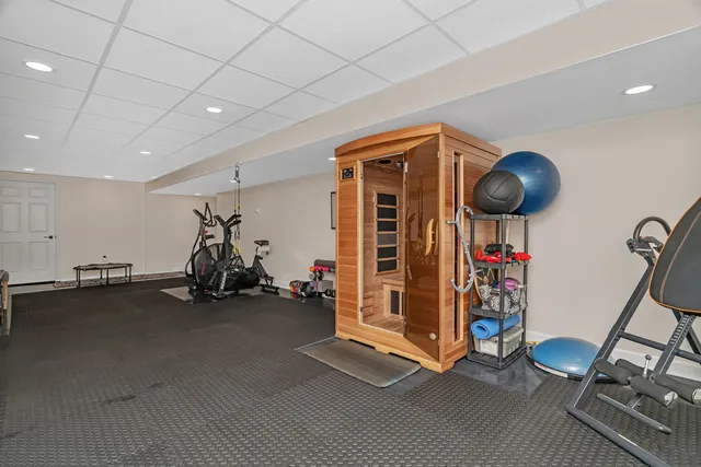 a view of a room with gym equipment