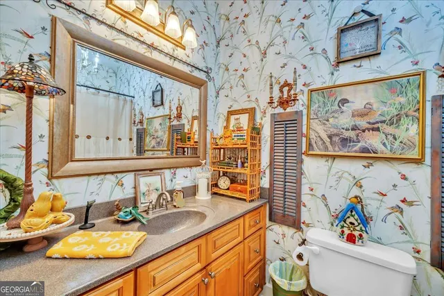 a view of a park with swings and slides