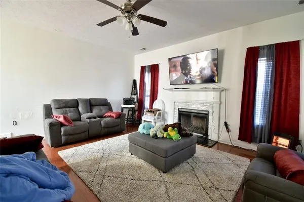 a living room with furniture