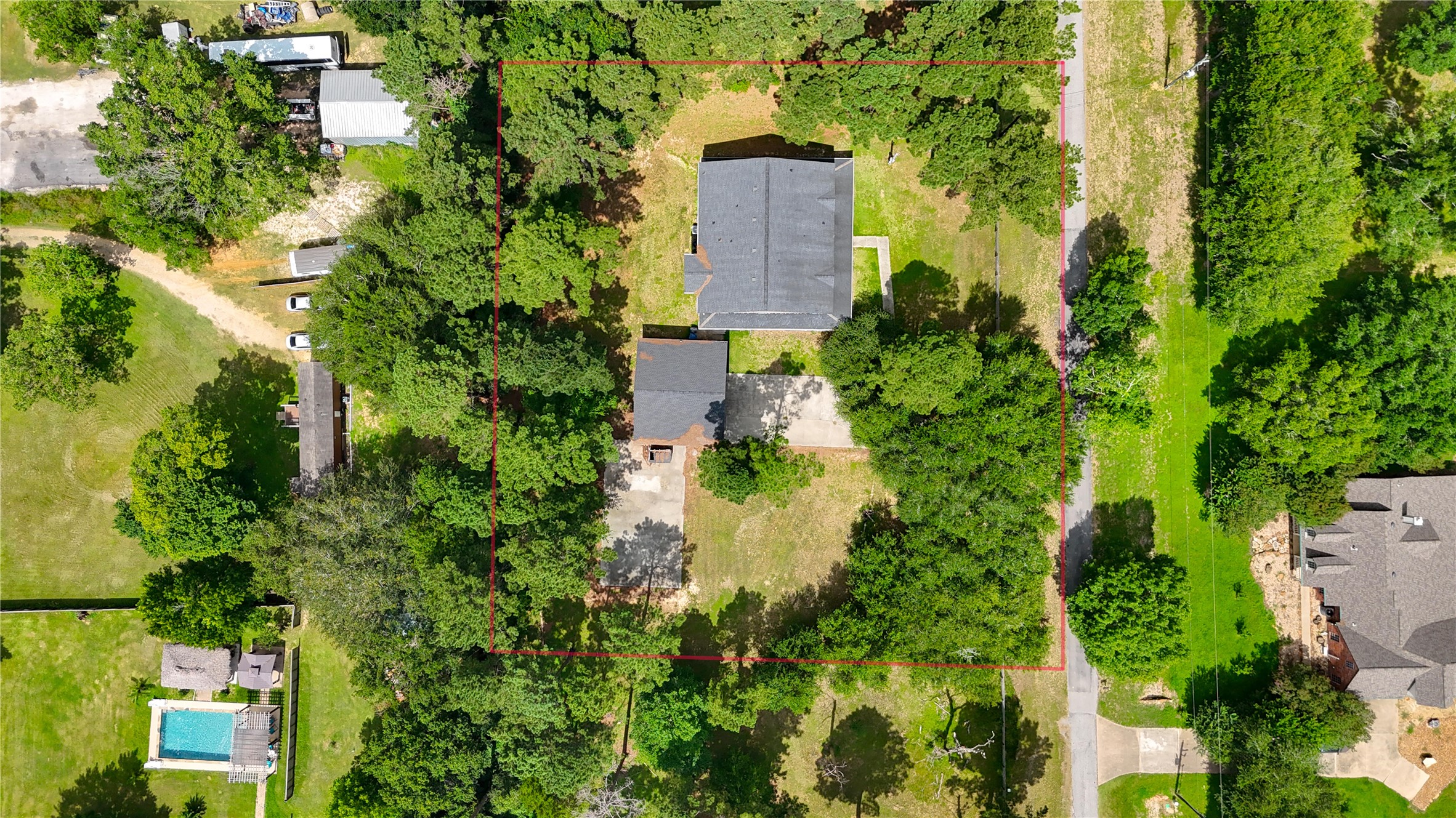 20531 Faye Tomball, TX 77377 - Photo 6 of 43 an aerial view of residential house with outdoor space and trees all around