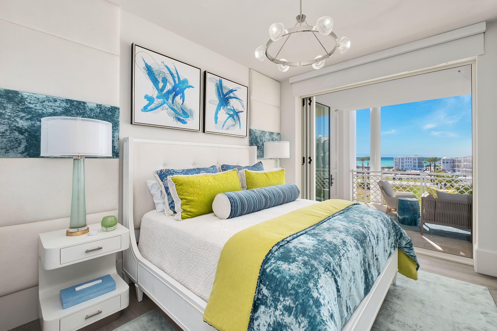 27 Admiralty Row, Unit 302 Alys Beach, FL 32461 - Photo 11 of 33 a bedroom with a bed and glass walk in closet