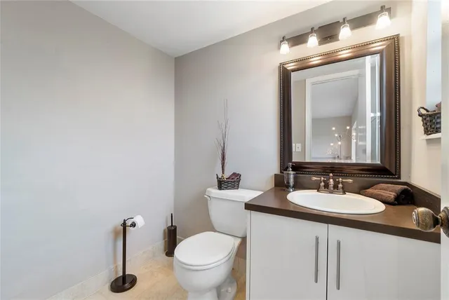 a bathroom with a toilet a sink and mirror