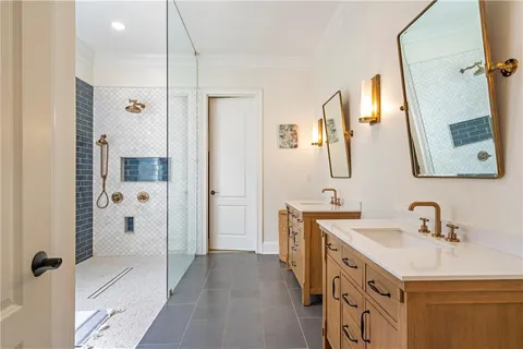 a bathroom with a shower