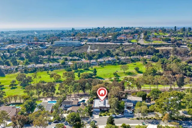 an aerial view of a house