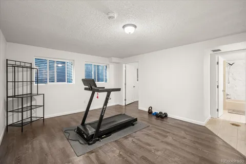 a view of a room with gym equipment