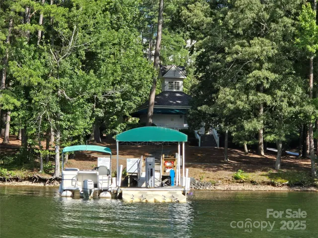 a view of a lake with a house