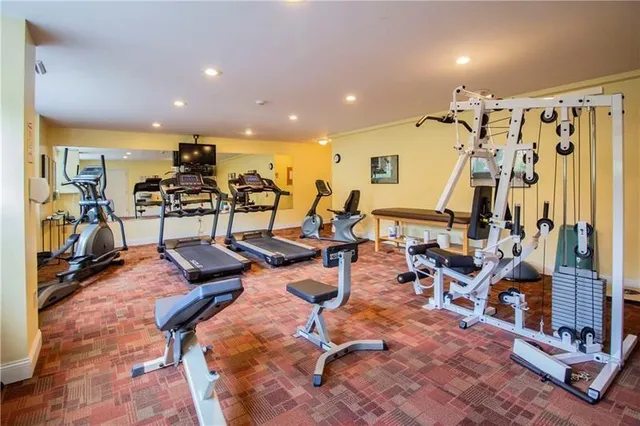 a view of a room with gym equipment