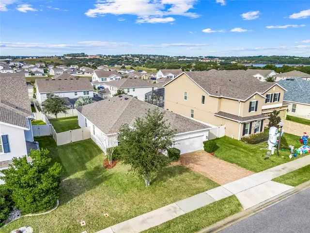 an aerial view of a house
