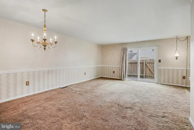 a view of a livingroom with a chandelier