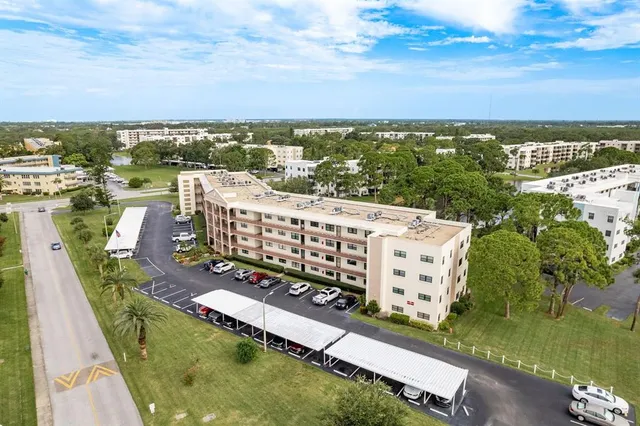 a view of a city with yard