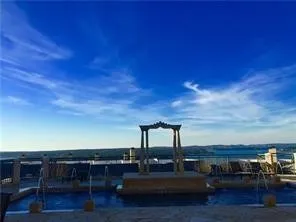 a view of a lake and mountain in the back