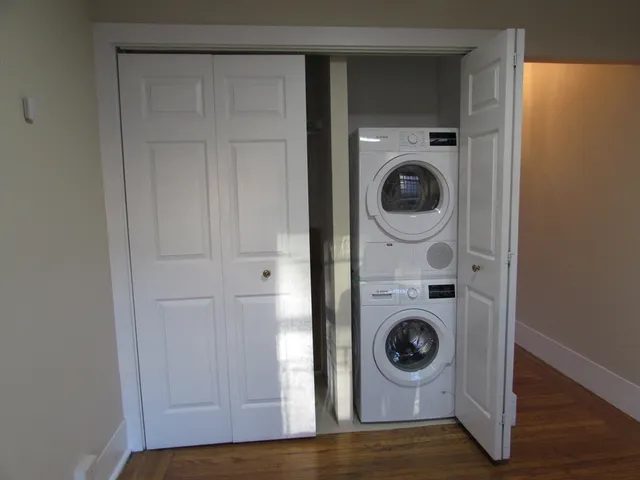 a view of small space with washer and dryer