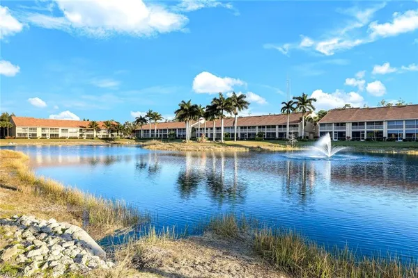 a view of a lake with houses