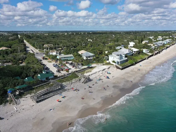 a view of a city with an ocean view