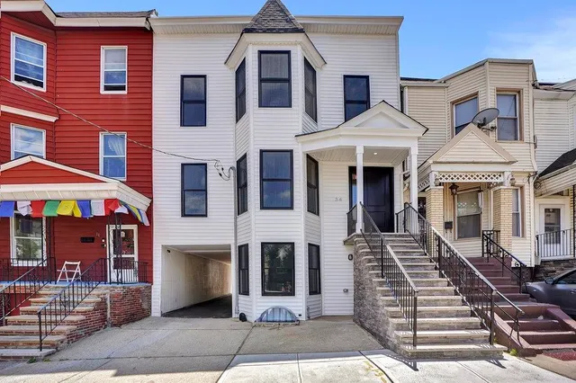 a front view of a multi story building