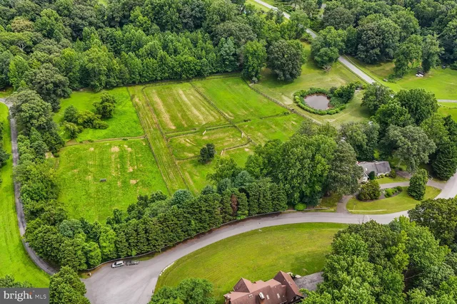 a view of a swimming pool with a yard