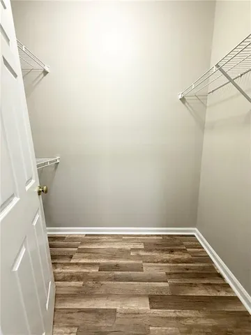 a view of a room with racks on the wall