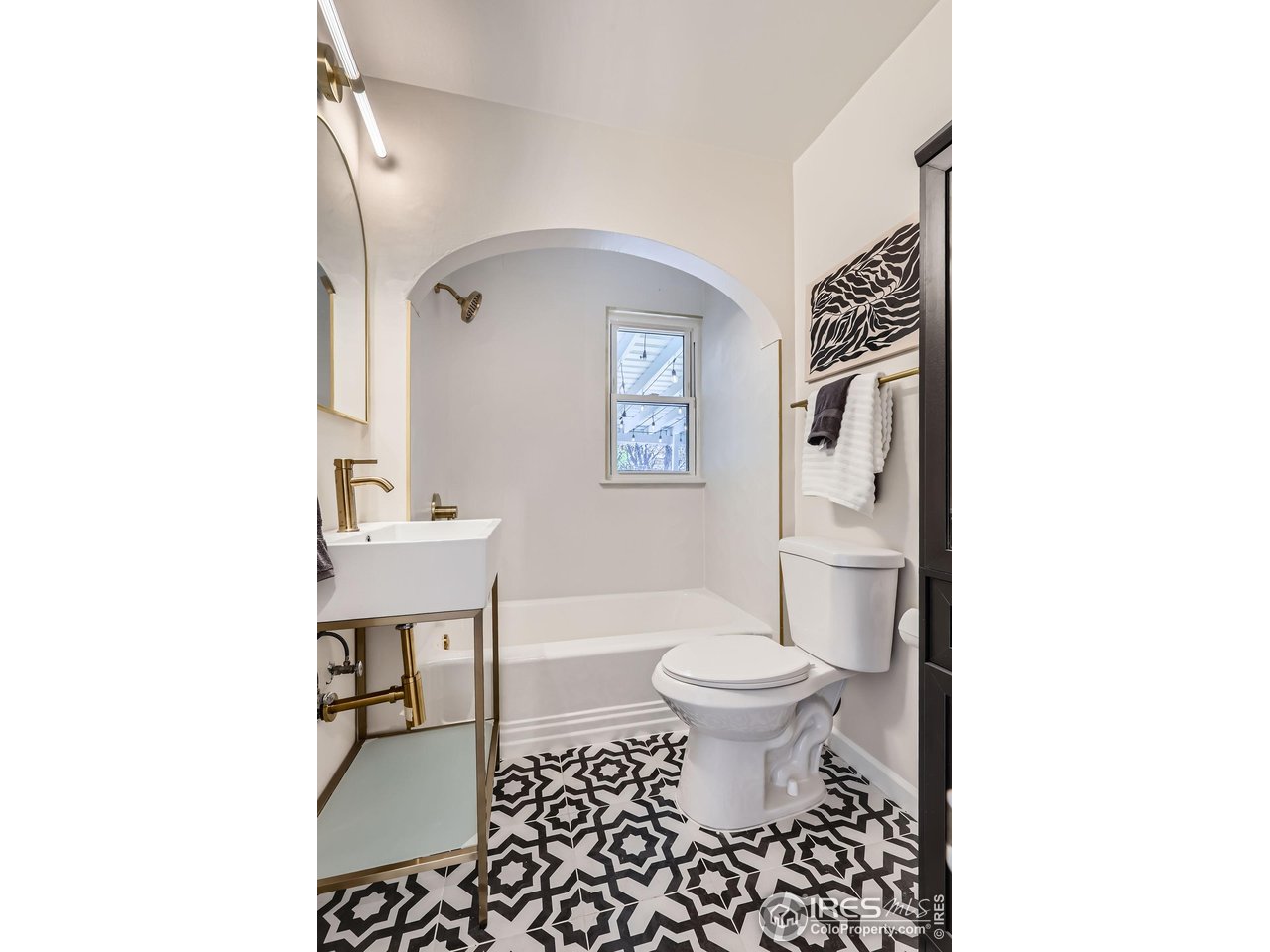 865 Holly Street Denver, CO 80220 - Photo 7 of 18 a bathroom with a toilet a sink and a mirror