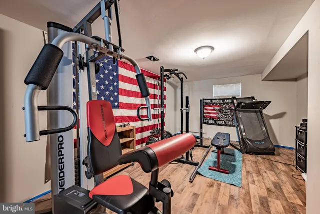 a view of a room with gym equipment