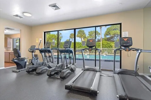 a view of a room with gym equipment