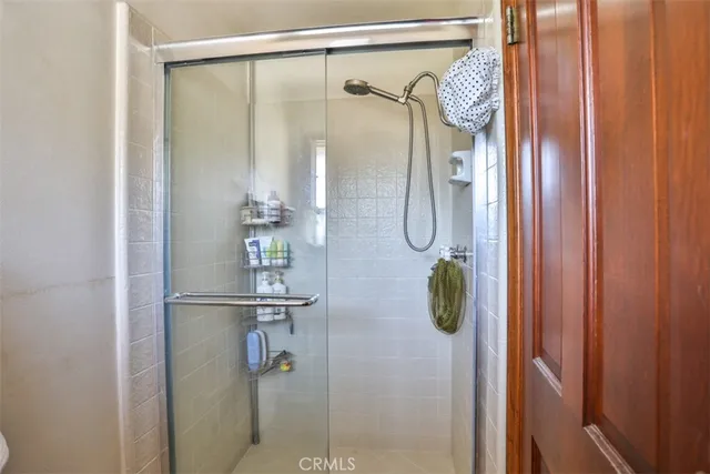 a view of balcony with wooden floor