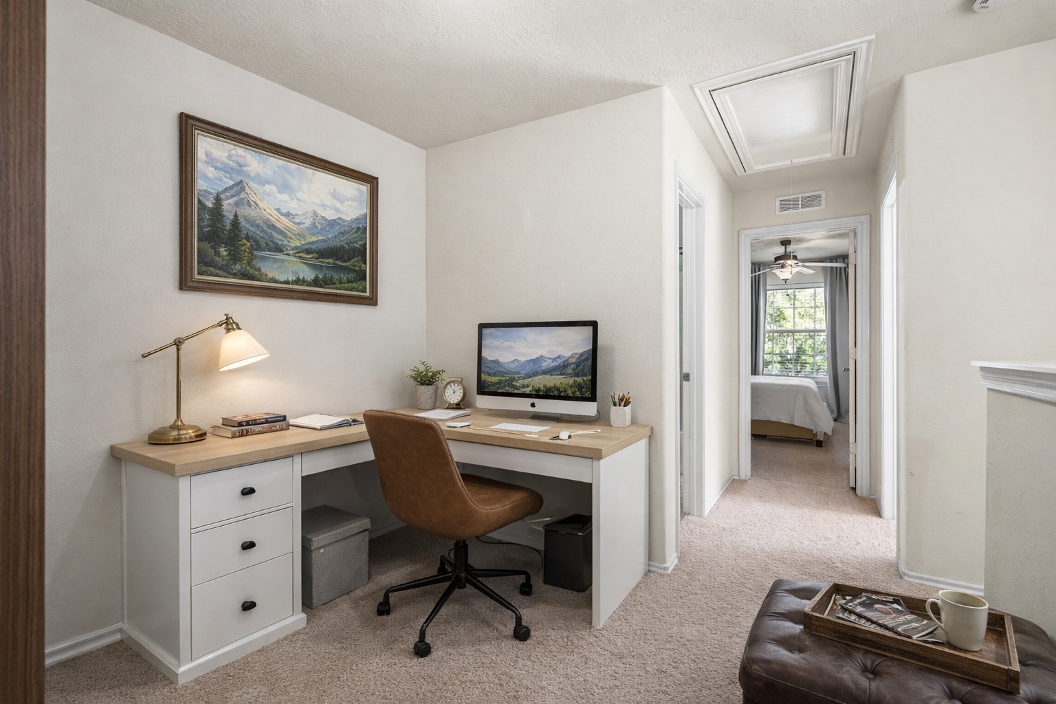 267 Bloomhill Place Magnolia, TX 77354 - Photo 11 of 19 The home office boasts plush carpet flooring and stylish custom paint, creating a sophisticated and productive workspace.