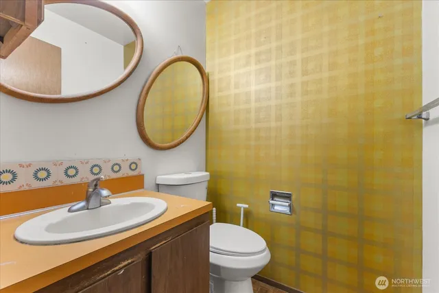 a bathroom with a window