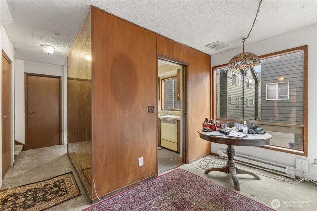 an empty room with sliding door