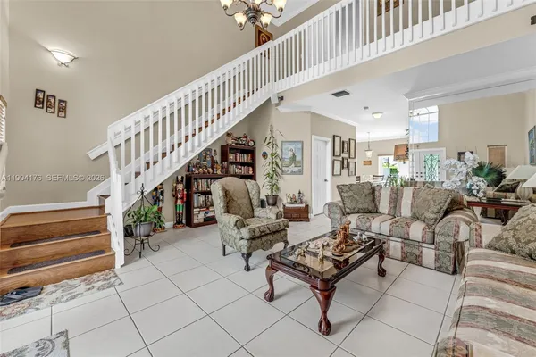 a living room with furniture