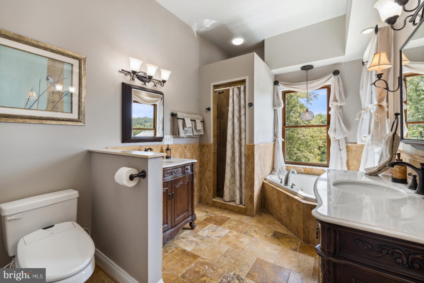 12147 Moss Hollow Road Markham, VA 22643 - Photo 18 of 46 Primary bath w/shower, separate tub and 2 vanities