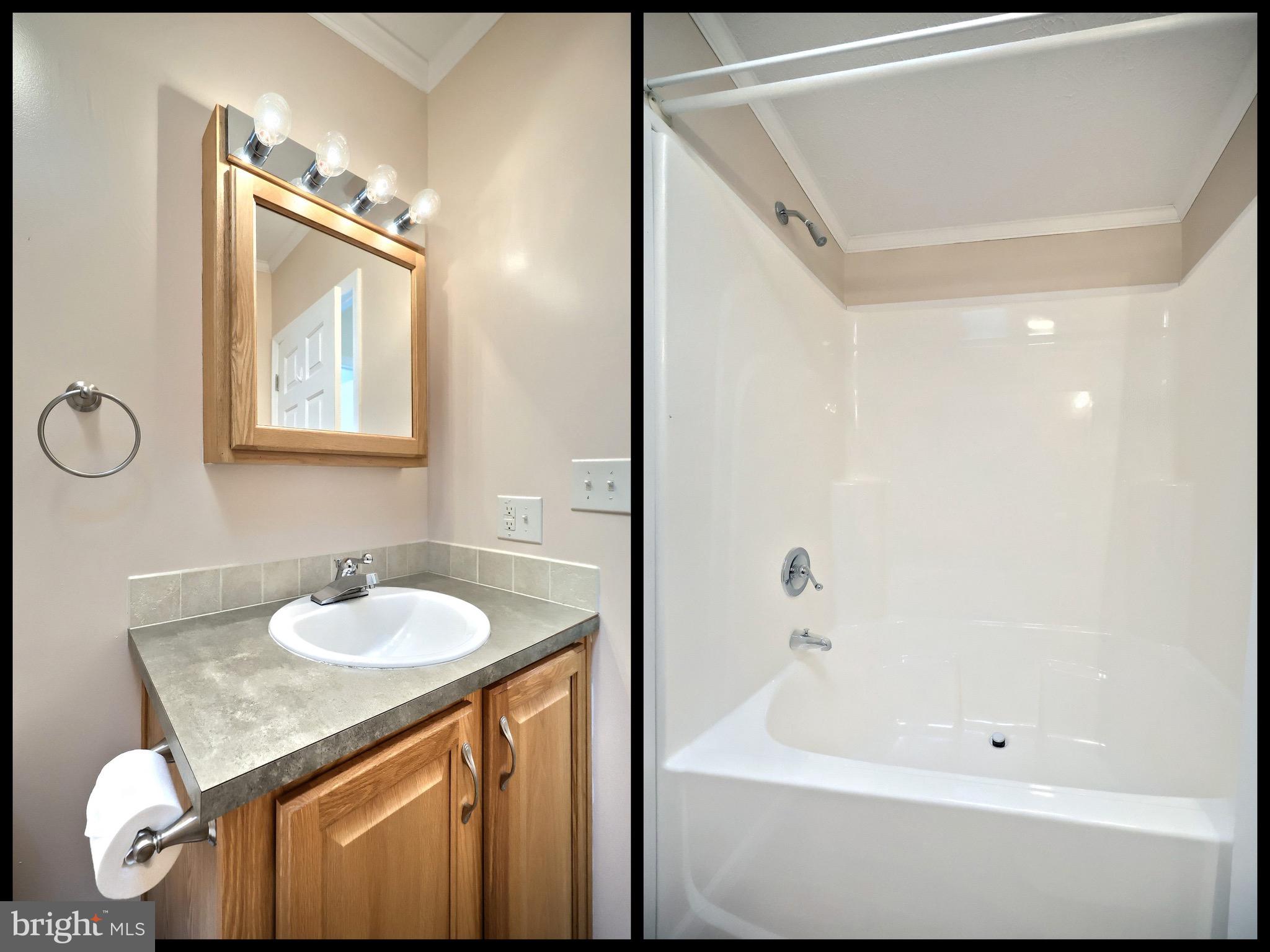267 Runaway Road Abbottstown, PA 17301 - Photo 25 of 38 a bathroom with a granite countertop sink a mirror and a bathtub