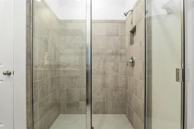 a bathroom with a shower