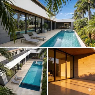 a view of a swimming pool with a patio and a yard