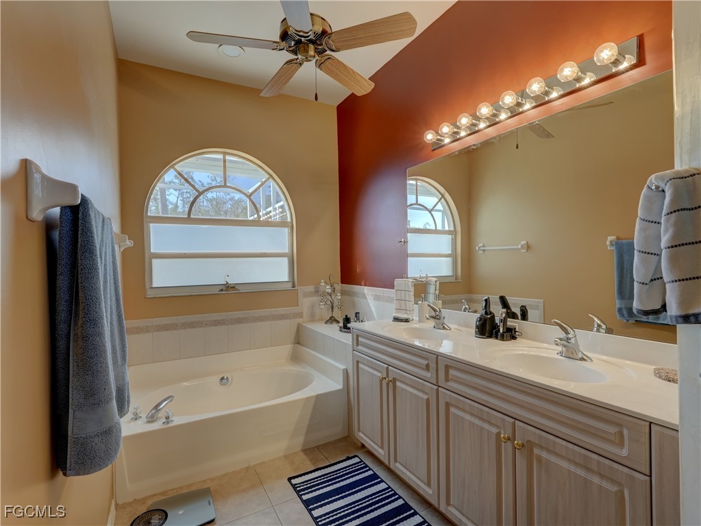 11180 Wine Palm Road Fort Myers, FL 33966 - Photo 27 of 40 a bathroom with a sink a large mirror and a bathtub