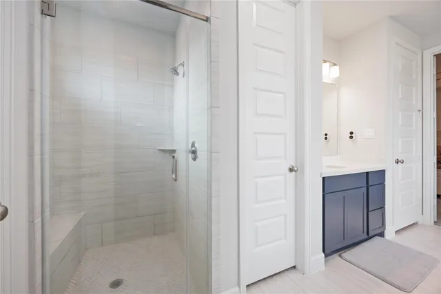 a bathroom with a shower