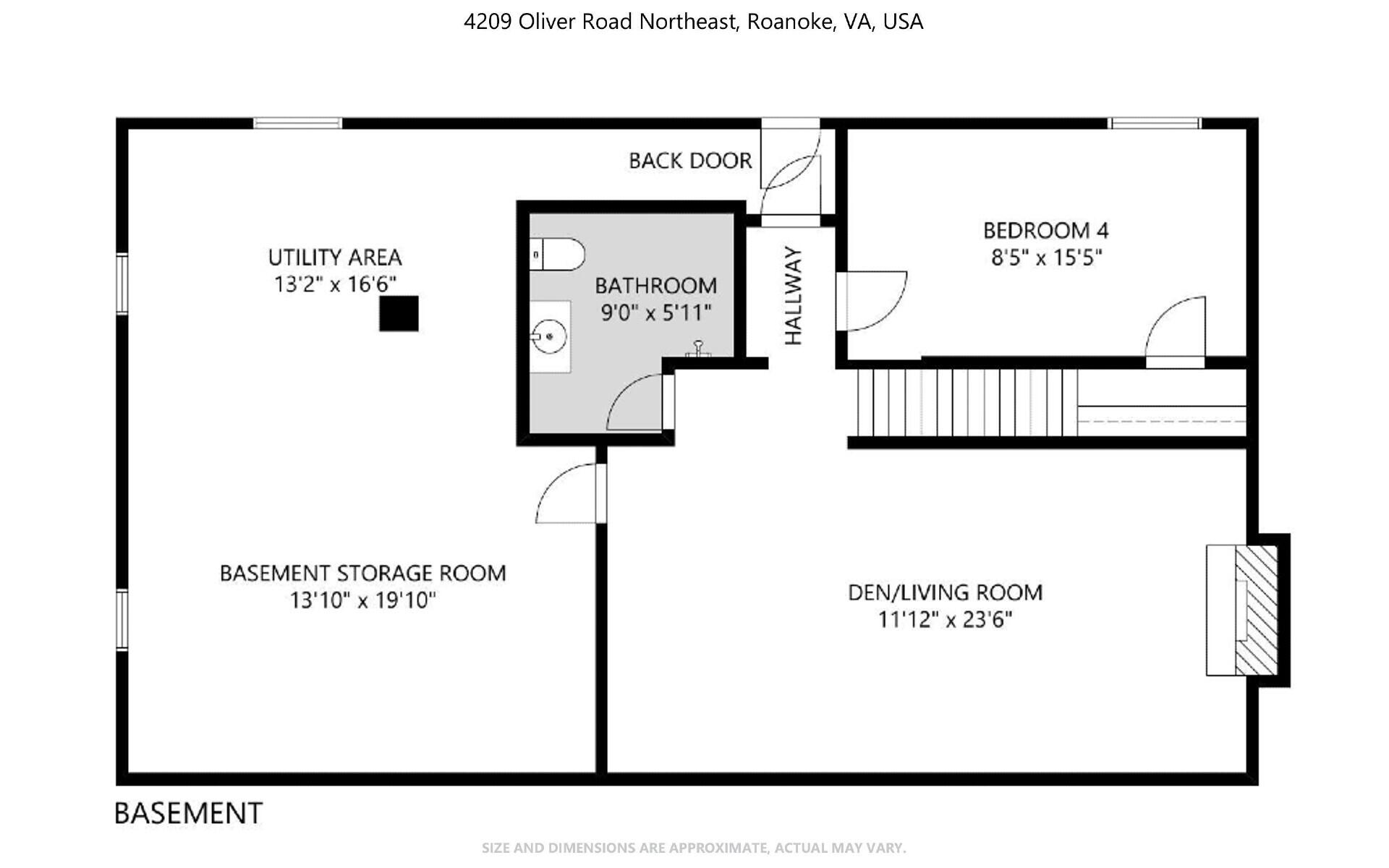 4209 Oliver Road Northeast Roanoke, VA 24012 - Photo 24 of 24 Floor Plan - Basement