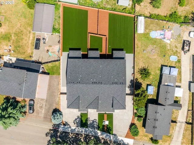 an aerial view of multiple house