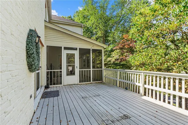 a view of a wooden deck