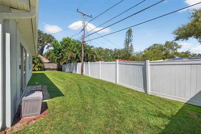 a view of a backyard with plants