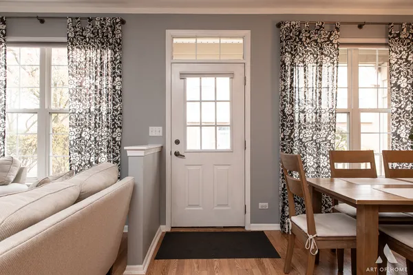 a room with a couch and a window