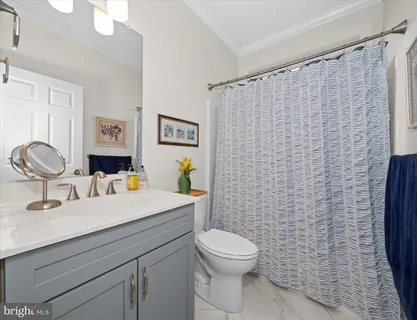 a bathroom with a sink a toilet and shower curtain