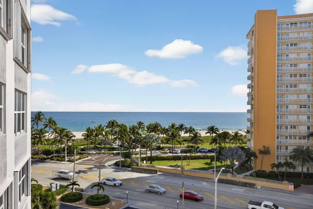 a view of a city from a balcony