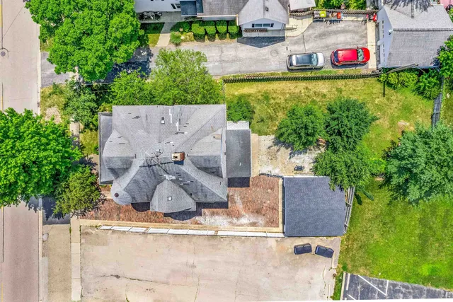 an aerial view of a house