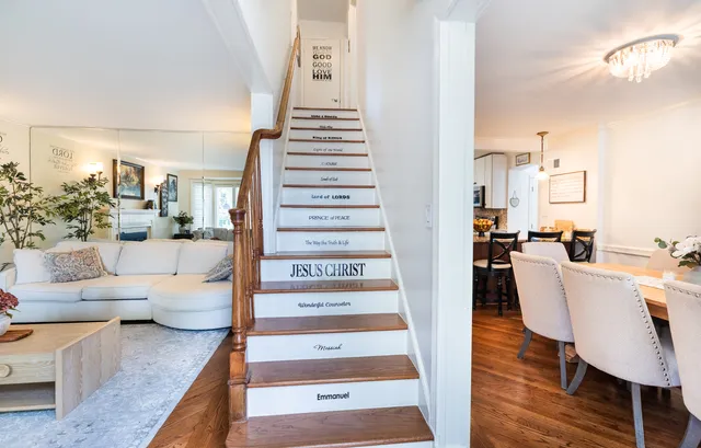 a view of a living room and entry way