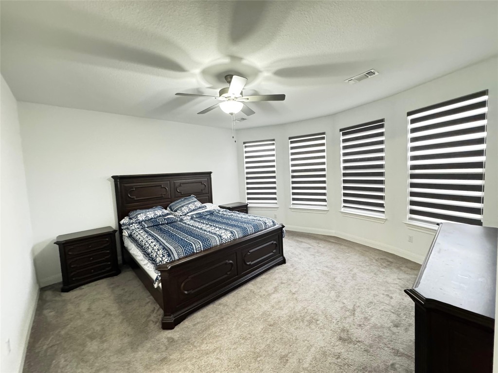 302 Georgia Lace Trail Georgetown, TX 78626 - Photo 6 of 21 a bedroom with a bed and a chandelier