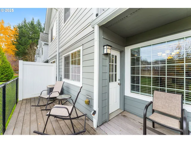 a view of a balcony with an outdoor space