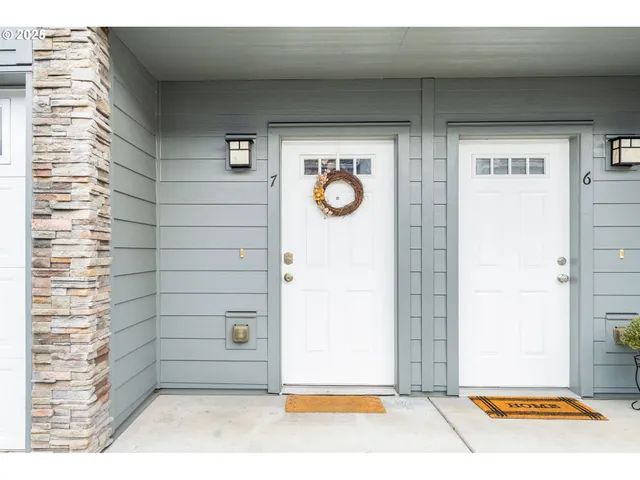a view of a wooden door