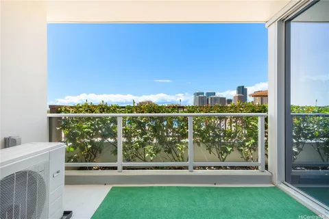 a view of a city from a balcony