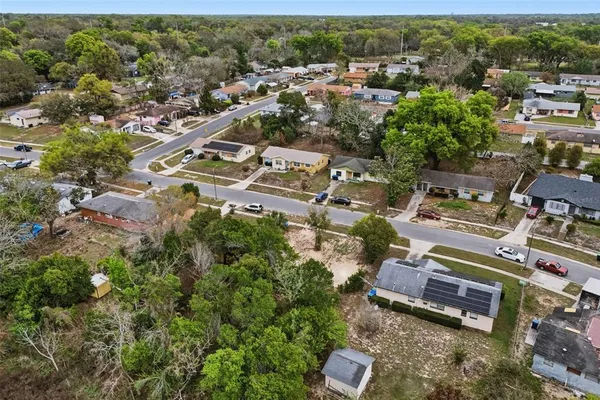 an aerial view of a house